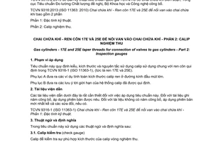Tiêu chuẩn quốc gia TCVN 9316-2:2013 (ISO 11363-2 : 2010) về Chai chứa khí - Ren côn 17E và 25E để nối van vào chai chứa khí - Phần 2: Calip nghiệm thu