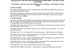 Tiêu chuẩn quốc gia TCVN 9315:2013 (ISO 22435 : 2007) về Chai chứa khí - Van chai chứa khí với bộ điều áp bên trong - Yêu cầu kỹ thuật và thử kiểu