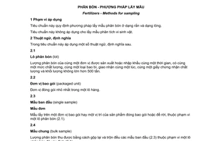 Tiêu chuẩn quốc gia TCVN 9486:2013 về Phân bón - Phương pháp lấy mẫu