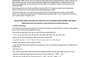 Tiêu chuẩn quốc gia TCVN 9447:2013 (ISO 17292:2004) về Van bi thép dùng cho dầu khí, hóa dầu và các ngành công nghiệp liên quan