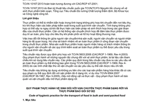 Tiêu chuẩn quốc gia TCVN 10167:2013 (CAC/RCP 47-2001) về Quy phạm thực hành vệ sinh đối với vận chuyển thực phẩm dạng rời và thực phẩm bao gói sơ bộ