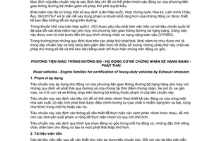 Tiêu chuẩn quốc gia TCVN 9728:2013 (ISO 16185:2000) về Phương tiện giao thông đường bộ - Họ động cơ để chứng nhận xe hạng nặng - Phát thải