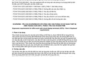 Tiêu chuẩn quốc gia TCVN 7318-4:2013 (ISO 9241-4:1998) về Ecgônômi - Yêu cầu ecgônômi đối với công việc văn phòng có sử dụng thiết bị hiển thị đầu cuối (VDT) - Phần 4: Yêu cầu về bàn phím