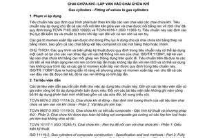 Tiêu chuẩn quốc gia TCVN 7389:2013 (ISO 13341:2010) về Chai chứa khí - Lắp van vào chai chứa khí