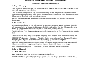 Tiêu chuẩn quốc gia TCVN 9559:2013 (ISO 3507:1999) về Dụng cụ thí nghiệm bằng thủy tinh - Bình tỷ trọng