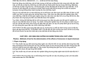 Tiêu chuẩn quốc gia TCVN 9847:2013 (ISO 175:2010) về Chất dẻo - Xác định ảnh hưởng khi ngâm trong hóa chất lỏng
