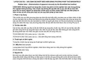 Tiêu chuẩn quốc gia TCVN 4859:2013 (ISO 1652:2011) về Latex cao su – Xác định độ nhớt biểu kiến bằng phương pháp thử Brookfield