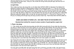 Tiêu chuẩn quốc gia TCVN 2703:2013 (ASTM D 2699-12) về Nhiên liệu động cơ đánh lửa – Xác định trị số octan nghiên cứu