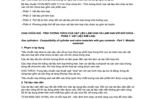 Tiêu chuẩn quốc gia TCVN 6874-1:2013 (ISO 11114-1:2012) về Chai chứa khí - Tính tương thích của vật liệu làm chai và làm van với khí chứa - Phần 1: Vật liệu kim loại