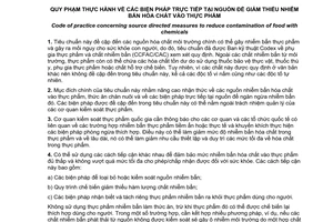 Tiêu chuẩn quốc gia TCVN 10168:2013 (CAC/RCP 49-2001) về Quy phạm thực hành về các biện pháp trực tiếp tại nguồn để giảm thiểu nhiễm bẩn hóa chất vào thực phẩm