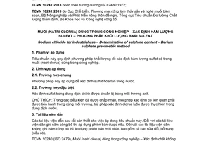 Tiêu chuẩn quốc gia TCVN 10241:2013 (ISO 2480:1972) về Muối (natri clorua) dùng trong công nghiệp – Xác định hàm lượng sulfat – Phương pháp khối lượng bari sulfat