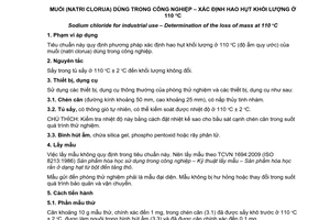 Tiêu chuẩn quốc gia TCVN 10243:2013 (ISO 2483:1973) về Muối (natri clorua) dùng trong công nghiệp – Xác định hao hụt khối lượng ở 110 độ C