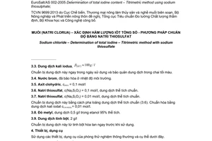 Tiêu chuẩn quốc gia TCVN 9699:2013 về Muối (Natri clorua) – Xác định hàm lượng iôt tổng số – Phương pháp chuẩn độ bằng natri thiosulfat