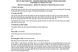 Tiêu chuẩn quốc gia TCVN 9581:2013 về Thịt và sản phẩm thịt - Phương pháp phát hiện ấu trùng giun xoắn (Trichinella) trong thịt lợn