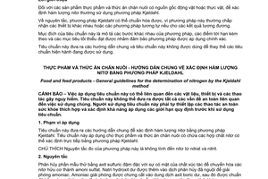 Tiêu chuẩn quốc gia TCVN 10034:2013 (ISO 1871:2009) về Thực phẩm và thức ăn chăn nuôi – Hướng dẫn chung về xác định hàm lượng nitơ bằng phương pháp Kjeldahl