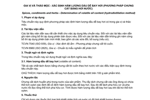 Tiêu chuẩn quốc gia TCVN 7039:2013 (ISO 6571:2008) về Gia vị và thảo mộc - Xác định hàm lượng dầu dễ bay hơi (phương pháp chưng cất bằng hơi nước)