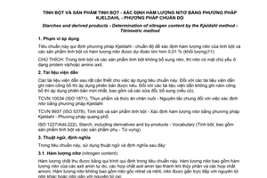 Tiêu chuẩn quốc gia TCVN 9936:2013 (ISO 3188:1978) về Tinh bột và sản phẩm tinh bột – Xác định hàm lượng nitơ bằng phương pháp Kjeldahl – Phương pháp chuẩn độ