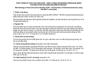 Tiêu chuẩn quốc gia TCVN 9980:2013 về Thực phẩm và thức ăn chăn nuôi – Định lượng Enterobacteriaceae bằng phương pháp sử dụng đĩa đếm Petrifilm