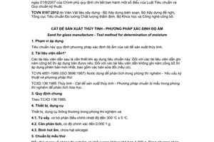 Tiêu chuẩn quốc gia TCVN 9187:2012 về Cát để sản xuất thủy tinh – Phương pháp xác định độ ẩm