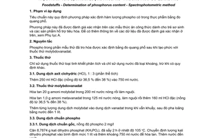 Tiêu chuẩn quốc gia TCVN 9516:2012 về Thực phẩm - Xác định hàm lượng phospho - Phương pháp đo quang phổ