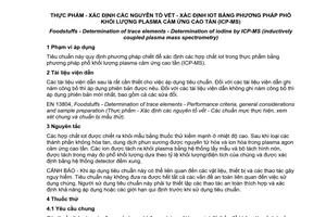 Tiêu chuẩn quốc gia TCVN 9517:2012 (EN 15111 : 2007) về Thực phẩm - Xác định các nguyên tố vết - Xác định iot bằng phương pháp phổ khối lượng plasma cảm ứng cao tần (ICP-MS)