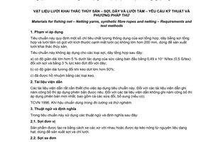 Tiêu chuẩn quốc gia TCVN 8393:2012 về Vật liệu lưới khai thác thủy sản - Sợi, dây và lưới tấm - Yêu cầu kỹ thuật và phương pháp thử