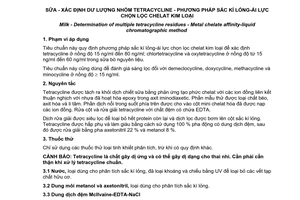 Tiêu chuẩn quốc gia TCVN 9527:2012 về Sữa - Xác định dư lượng nhóm tetracycline - Phương pháp sắc kí lỏng-ái lực chọn lọc chelat kim loại
