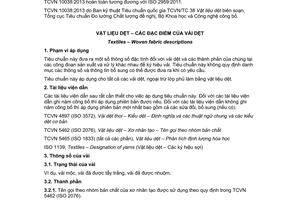 Tiêu chuẩn quốc gia TCVN 10038:2013 (ISO 2959:2011) về Vật liệu dệt - Các đặc điểm của vải dệt