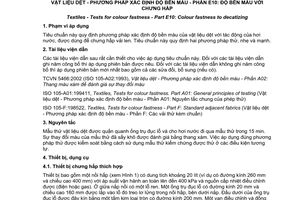 Tiêu chuẩn quốc gia TCVN 7835-E10:2013 (ISO 105-E10:1994) về Vật liệu dệt - Phương pháp xác định độ bền màu - Phần E10: Độ bền màu với chưng hấp