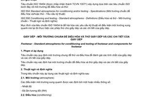 Tiêu chuẩn quốc gia TCVN 10071:2013 (ISO 18454:2001) về Giầy dép - Môi trường chuẩn để điều hòa và thử giầy dép và các chi tiết của giầy dép