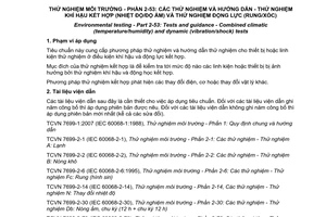 Tiêu chuẩn quốc gia TCVN 7699-2-53:2013 (IEC 60068-2-53:2010) về Thử nghiệm môi trường – Phần 2-53: Các thử nghiệm và hướng dẫn – Thử nghiệm khí hậu kết hợp (nhiệt độ/độ ẩm) và thử nghiệm động lực (rung/xóc)