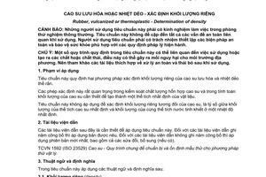 Tiêu chuẩn quốc gia TCVN 4866:2013 (ISO 2781:2008) về Cao su lưu hóa hoặc nhiệt dẻo – Xác định khối lượng riêng