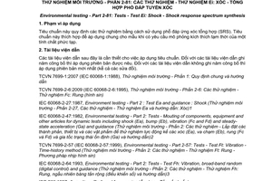 Tiêu chuẩn quốc gia TCVN 7699-2-81:2013 (IEC 60068-2-81:2003) về Thử nghiệm môi trường – Phần 2-81 Các thử nghiệm – Thử nghiệm Ei: Xóc – Tổng hợp phổ đáp tuyến xóc