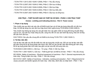 Tiêu chuẩn quốc gia TCVN 7761-3:2013 (ISO 10245-3:2008) về Cần trục – Thiết bị giới hạn và thiết bị chỉ báo – Phần 3: Cần trục tháp