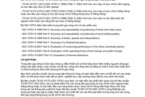 Tiêu chuẩn quốc gia TCVN 10170-1:2013 (ISO 10791-1:1998) về Điều kiện kiểm trung tâm gia công - Phần 1: Kiểm hình học cho máy có trục chính nằm ngang và các đầu phụ (trục Z nằm ngang)