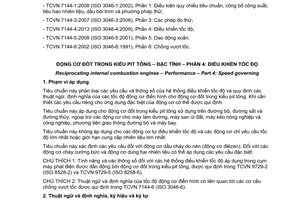 Tiêu chuẩn quốc gia TCVN 7144-4:2013 (ISO 3046-4:2009) về Động cơ đốt trong kiểu pit tông - Đặc tính - Phần 4: Điều khiển tốc độ