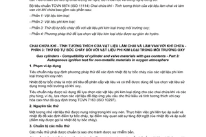 Tiêu chuẩn quốc gia TCVN 6874-3:2013 (ISO 11114-3:2010) về Chai chứa khí - Tính tương thích của vật liệu làm chai và làm van với khí chứa - Phần 3: Thử độ tự bốc cháy đối với vật liệu phi kim loại trong môi trường oxy
