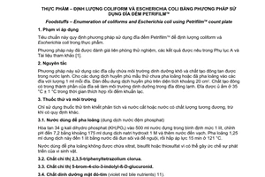 Tiêu chuẩn quốc gia TCVN 9975:2013 về Thực phẩm – Định lượng coliform và Escherichia coli bằng phương pháp sử dụng đĩa đếm Petrifilm