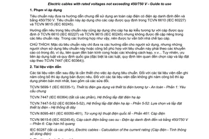 Tiêu chuẩn quốc gia TCVN 9616:2013 (IEC 62440:2008) về Cáp điện có điện áp danh định đến và bằng 450/750V - Hướng dẫn sử dụng