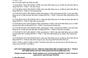 Tiêu chuẩn quốc gia TCVN 9615-8:2013 (IEC 60245-8:2012) về Cáp cách điện bằng cao su - Điện áp danh định đến và bằng 450/750V - Phần 8: Dây mềm dùng cho các ứng dụng đòi hỏi độ mềm dẻo cao