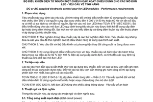 Tiêu chuẩn quốc gia TCVN 9892:2013 (IEC 62384:2011) về Bộ điều khiển điện tử một chiều hoặc xoay chiều dùng cho các modul LED - Yêu cầu tính năng