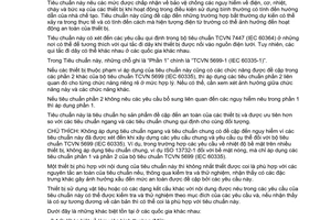 Tiêu chuẩn Việt Nam TCVN 5699-2-84:2013 (IEC 60335-2-84:2008) về Thiết bị điện gia dụng và thiết bị điện tương tự - An toàn - Phần 2-84: Yêu cầu cụ thể đối với bồn cầu vệ sinh