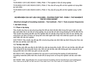 Tiêu chuẩn quốc gia TCVN 9630-1:2013 (ISO 60243-1:1998) về Độ bền điện của vật liệu cách điện - Phương pháp thử - Phần 1: Thử nghiệm ở tần số công nghiệp