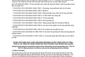 Tiêu chuẩn quốc gia TCVN 9729-10:2013 (ISO 8528-10:1998) về Tổ máy phát điện xoay chiều dẫn động bởi động cơ đốt trong kiểu pit tông – Phần 10: Đo độ ồn trong không khí theo phương pháp bề mặt bao quanh