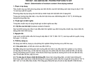 Tiêu chuẩn quốc gia TCVN9934:2013 (ISO 1666:1996) về Tinh bột – Xác định độ ẩm – Phương pháp dùng tủ sấy