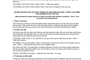 Tiêu chuẩn quốc gia TCVN 9620-2:2013 (IEC 61034-2:2005) về Đo mật độ khói của cáp cháy trong các điều kiện xác định - Phần 2: Quy trình thử nghiệm và các yêu cầu