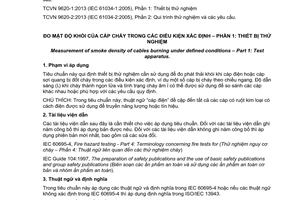 Tiêu chuẩn quốc gia TCVN 9620-1:2013 (IEC 61034-1:2005) về Đo mật độ khói của cáp cháy trong các điều kiện xác định - Phần 1: Thiết bị thử nghiệm