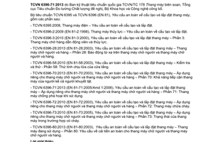 Tiêu chuẩn quốc gia TCVN 6396-71:2013 (EN 81-71:2005) về Yêu cầu an toàn về cấu tạo và lắp đặt thang máy - Áp dụng riêng cho thang máy chở người và thang máy chở người và hàng - Phần 71: Thang máy chống phá hoại khi sử dụng