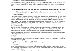 Tiêu chuẩn quốc gia TCVN 9966:2013 (ISO 3889 : 2006) về Sữa và sản phẩm sữa – Yêu cầu đối với bình chiết chất béo kiểu Mojonnier