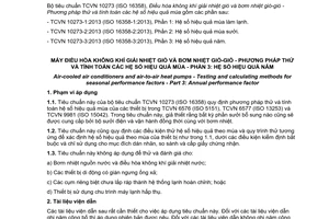 Tiêu chuẩn quốc gia TCVN 10273-3:2013 (ISO 16358-3:2013) về Máy điều hòa không khí giải nhiệt gió và bơm nhiệt gió-gió - Phương pháp thử và tính toán các hệ số hiệu quả mùa - Phần 3: Hệ số hiệu quả cả năm
